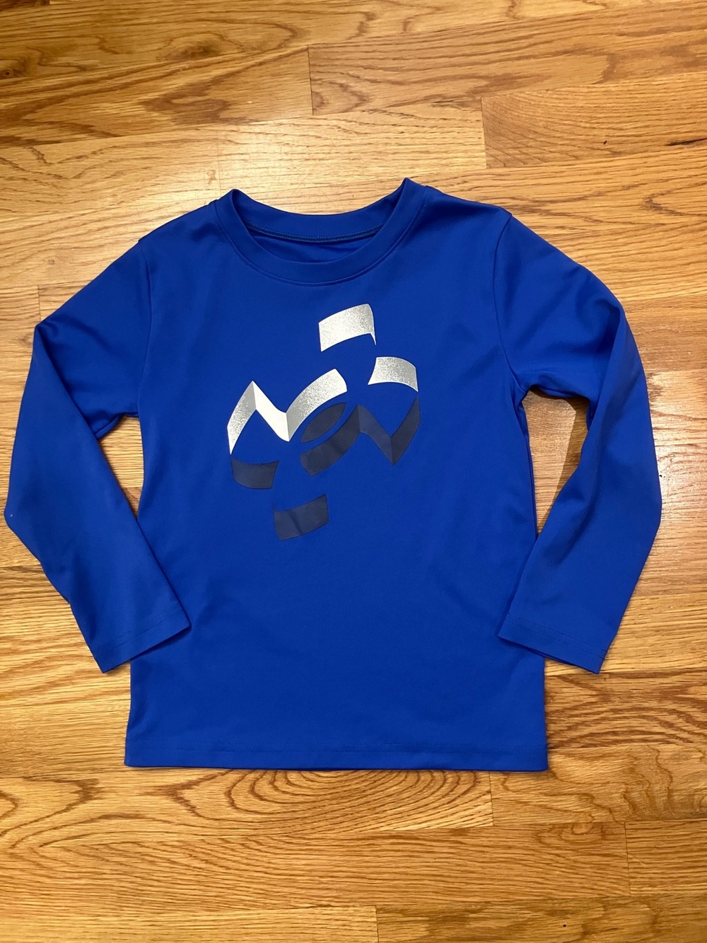 Under Armour Royal Blue Long Sleeve Tee with Silver and Black Graphic